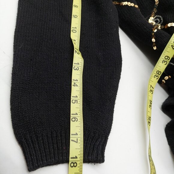 Work In Progress Women’s Black Sweater Size XL 18 / 20 Sequins Bow - Picture 7 of 8
